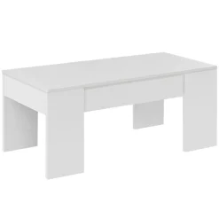 Tavolino da salotto rettangolare bianco lucido 100x45x50h cm - Almas