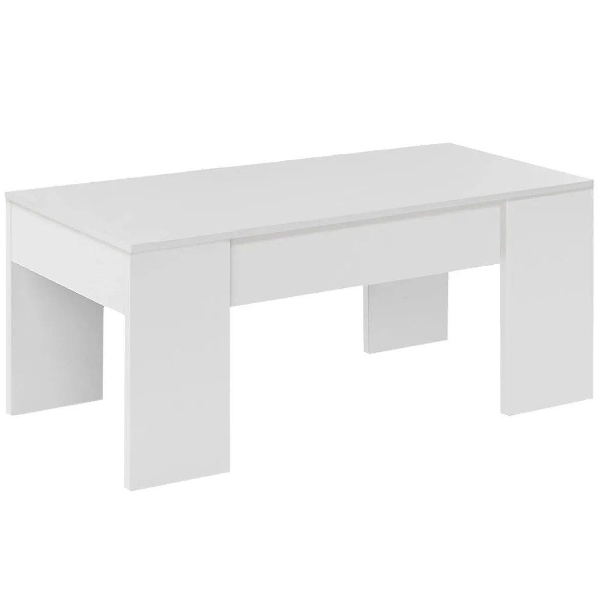Tavolino da salotto rettangolare bianco lucido 100x45x50h cm - Almas