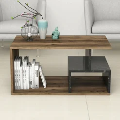 Tavolino da salotto rettangolare nero 110x45x41h cm - Amarantha