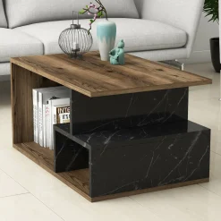 Tavolino da salotto rettangolare nero 110x45x41h cm - Amarantha