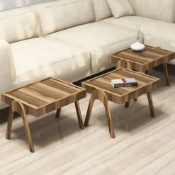 Tavolino da salotto rettangolare noce 53x40x64h cm - Strembo