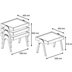 Tavolino da salotto rettangolare noce e antracite 105x60x32h cm - Gru