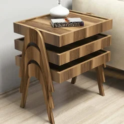 Tavolino da salotto rettangolare noce e antracite 105x60x32h cm - Gru