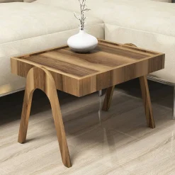 Tavolino da salotto rettangolare noce e antracite 105x60x32h cm - Gru