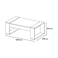 Tavolino da salotto rettangolare noce e bianco 102x60x37h cm - Kaffa