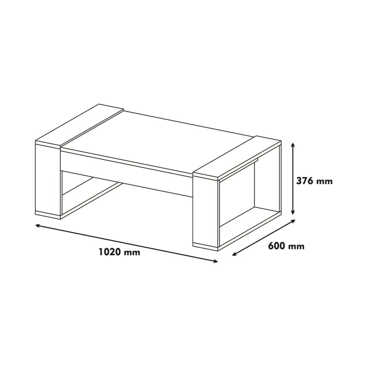 Tavolino da salotto rettangolare noce e bianco 102x60x37h cm - Kaffa