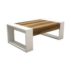 Tavolino da salotto rettangolare noce e bianco 102x60x37h cm - Kaffa