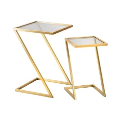 Tavolino da salotto rettangolare oro 40x40x60h cm vetro fumé - Ono