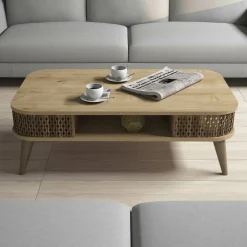 Tavolino da salotto rettangolare quercia 80x50x27h cm - Telescopio
