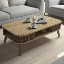 Tavolino da salotto rettangolare quercia 80x50x27h cm - Telescopio