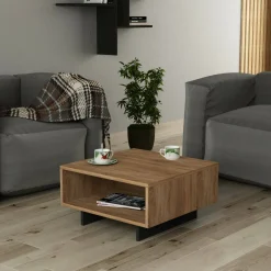 Tavolino da salotto rettangolare quercia e bianco 90x60x31h cm - Ay