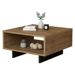 Tavolino da salotto rettangolare quercia e bianco 90x60x31h cm - Ay