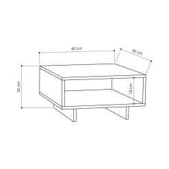 Tavolino da salotto rettangolare quercia e antracite 60x60x32h cm - Elvira