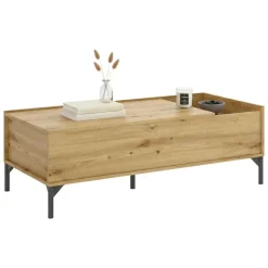 Tavolino da salotto rettangolare rovere nodi e antracite 100x40x50h cm - Axinia