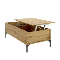 Tavolino da salotto rettangolare rovere nodi e antracite 100x40x50h cm - Axinia