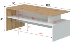 Tavolino da salotto rettangolo stondato crema 105x60x34h cm - Medicina