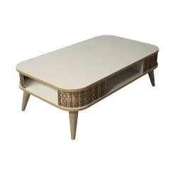 Tavolino da salotto rettangolo stondato crema 105x60x34h cm - Medicina