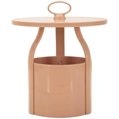 Tavolino da Salotto Rosa Forma Rotondo Colore Ripiano Rosa 46x54x46h cm, Materiale Piano in Plastica - Inle