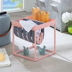Tavolino da Salotto Rosa Portariviste 2 Vani 35x40x35h cm, Forma Rettangolare - Limana
