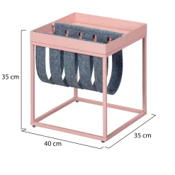 Tavolino da Salotto Rosa Portariviste 2 Vani 35x40x35h cm, Forma Rettangolare - Limana