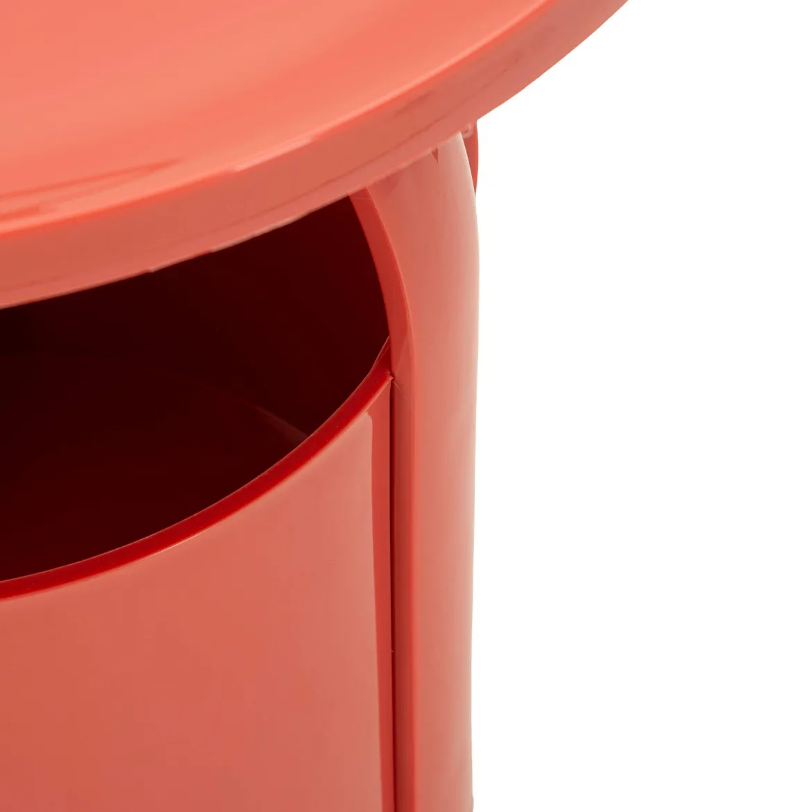 Tavolino da Salotto Rosso Forma Rotondo Colore Ripiano Rosso 46x54x46h cm, Materiale Piano in Plastica - Inle