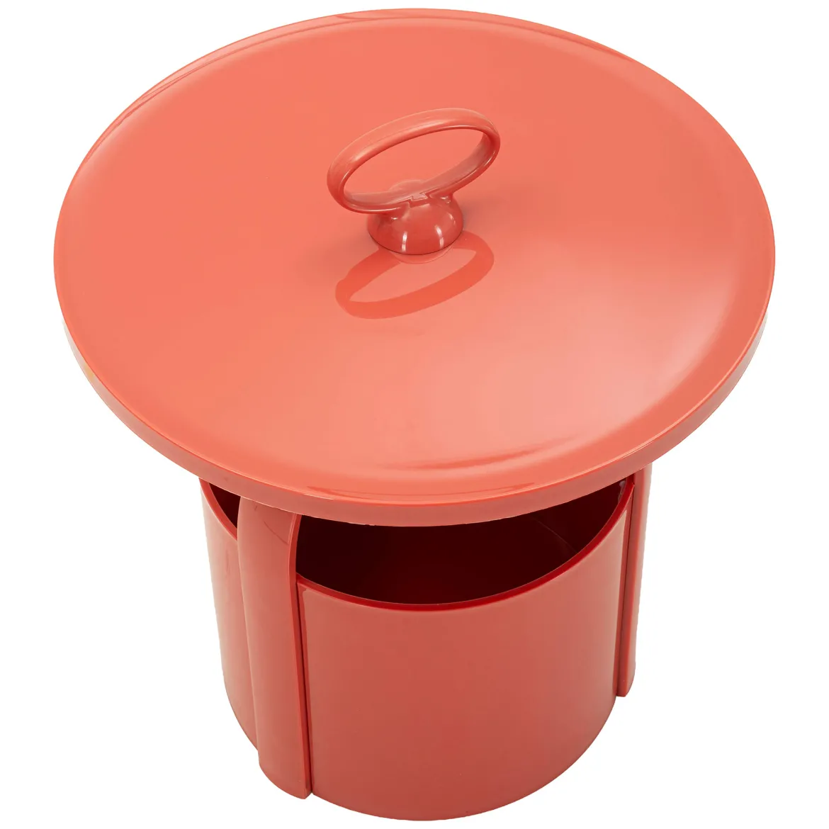 Tavolino da Salotto Rosso Forma Rotondo Colore Ripiano Rosso 46x54x46h cm, Materiale Piano in Plastica - Inle