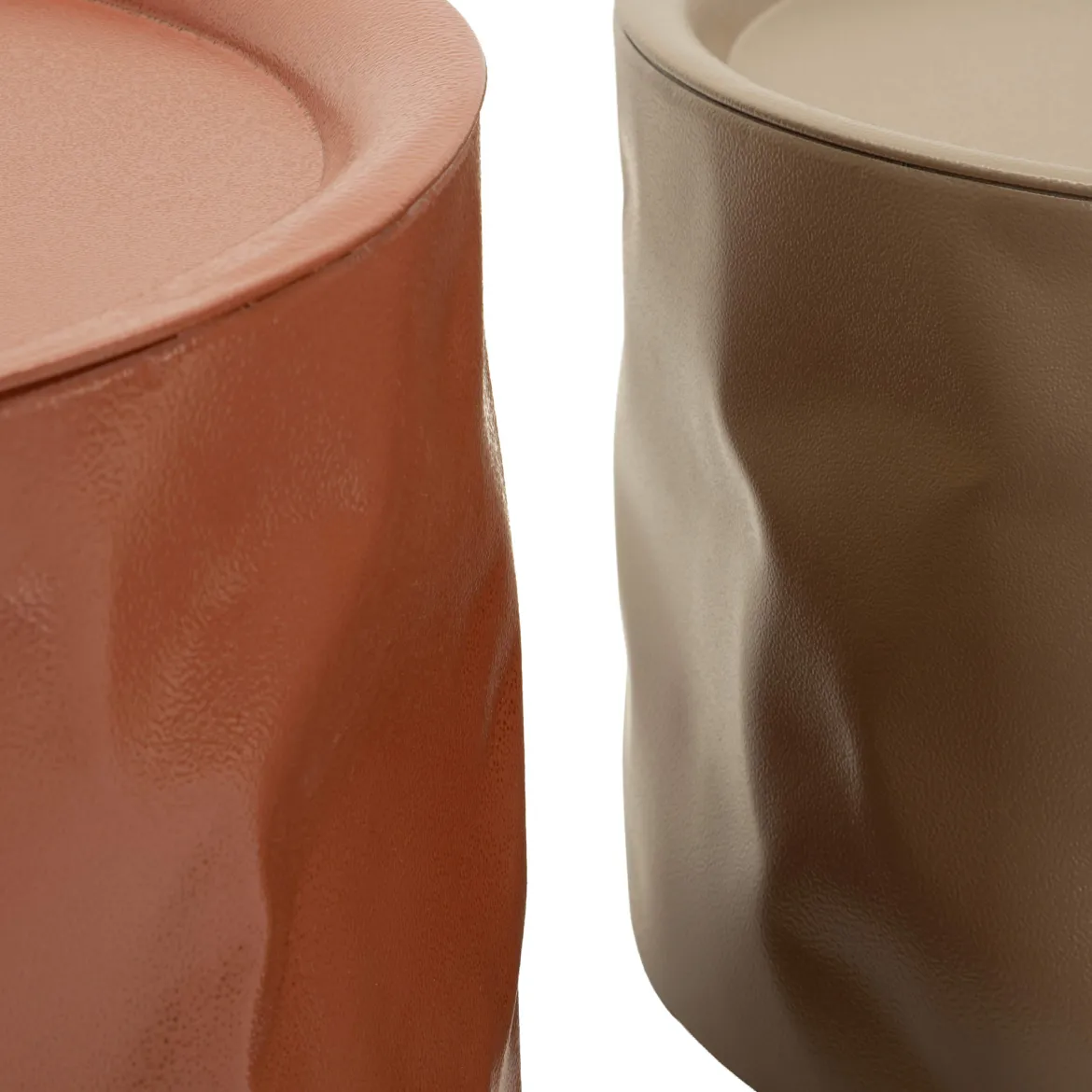 Tavolino da Salotto Rosso Marrone set da 2 Forma Rotondo 34x66x66h cm, Colore Ripiano Rosso - Ganovama