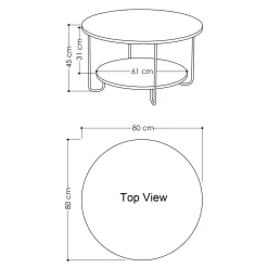 Tavolino da salotto rotondo bianco e oro 75x75x40h cm con 1 cassetto - Stabia