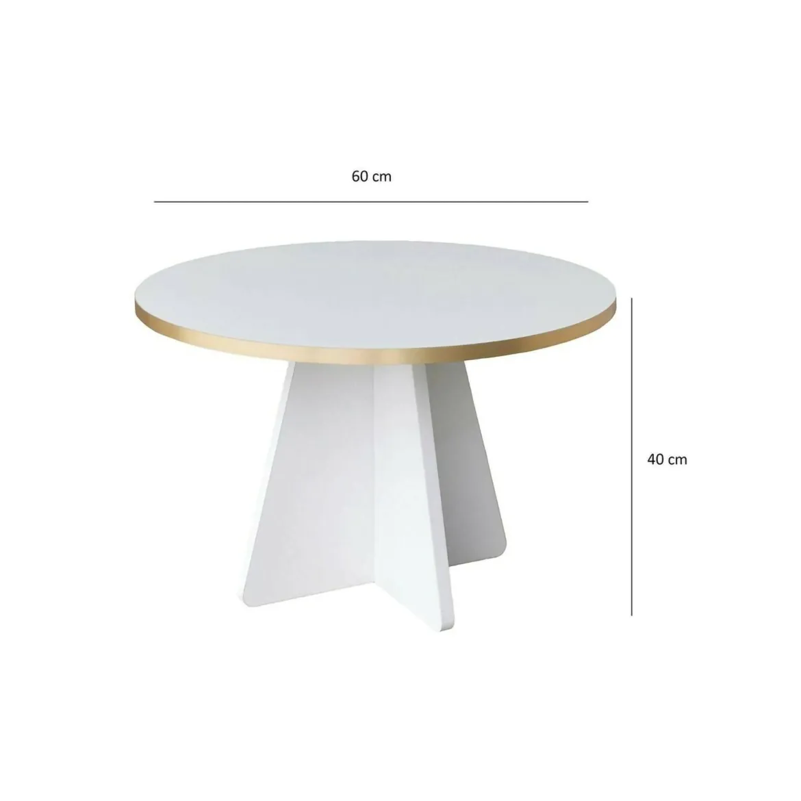 Tavolino da salotto rotondo oro e bianco 60x60x40h cm - Armanda
