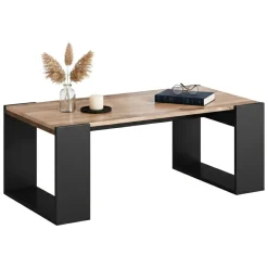 Tavolino da salotto Specchia, 46x120 h55 cm, Rovere Nodi e Antracite