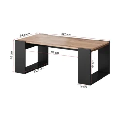 Tavolino da salotto Specchia, 46x120 h55 cm, Rovere Nodi e Antracite