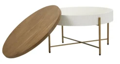 Tavolino da salotto Yakoi, Bianco e Marrone, 80x80 h48 cm