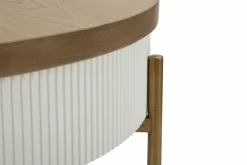 Tavolino da salotto Yakoi, Bianco e Marrone, 80x80 h48 cm