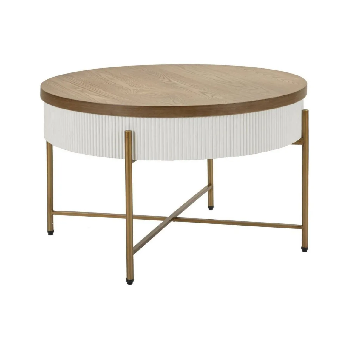 Tavolino da salotto Yakoi, Bianco e Marrone, 80x80 h48 cm