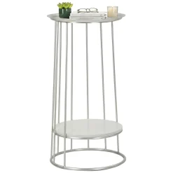 Tavolino salotto circolare argento 40x40x76h cm - Biferno
