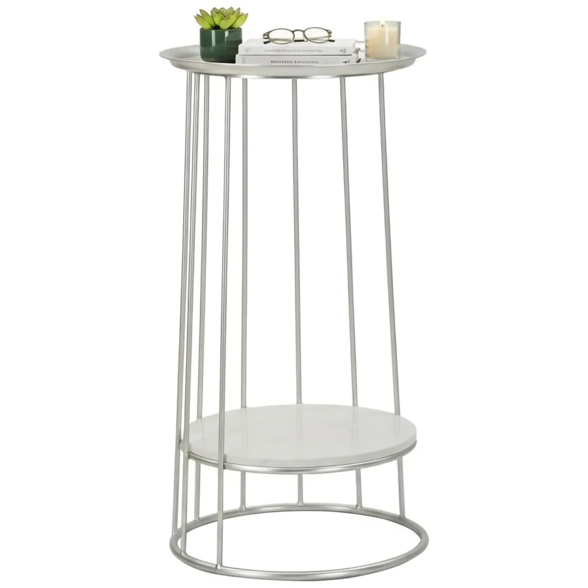 Tavolino salotto circolare argento 40x40x76h cm - Biferno