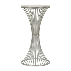 Tavolino salotto circolare argento 40x40x79h cm base intrecciata - Merli