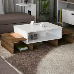 Tavolino salotto complesso bianco e noce 103x60x39h cm - Montella
