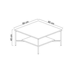 Tavolino salotto quadrato antracite e oro 80x80x40h cm - Mia