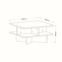 Tavolino salotto quadrato noce e bianco 60x60x31h cm - Sovrani