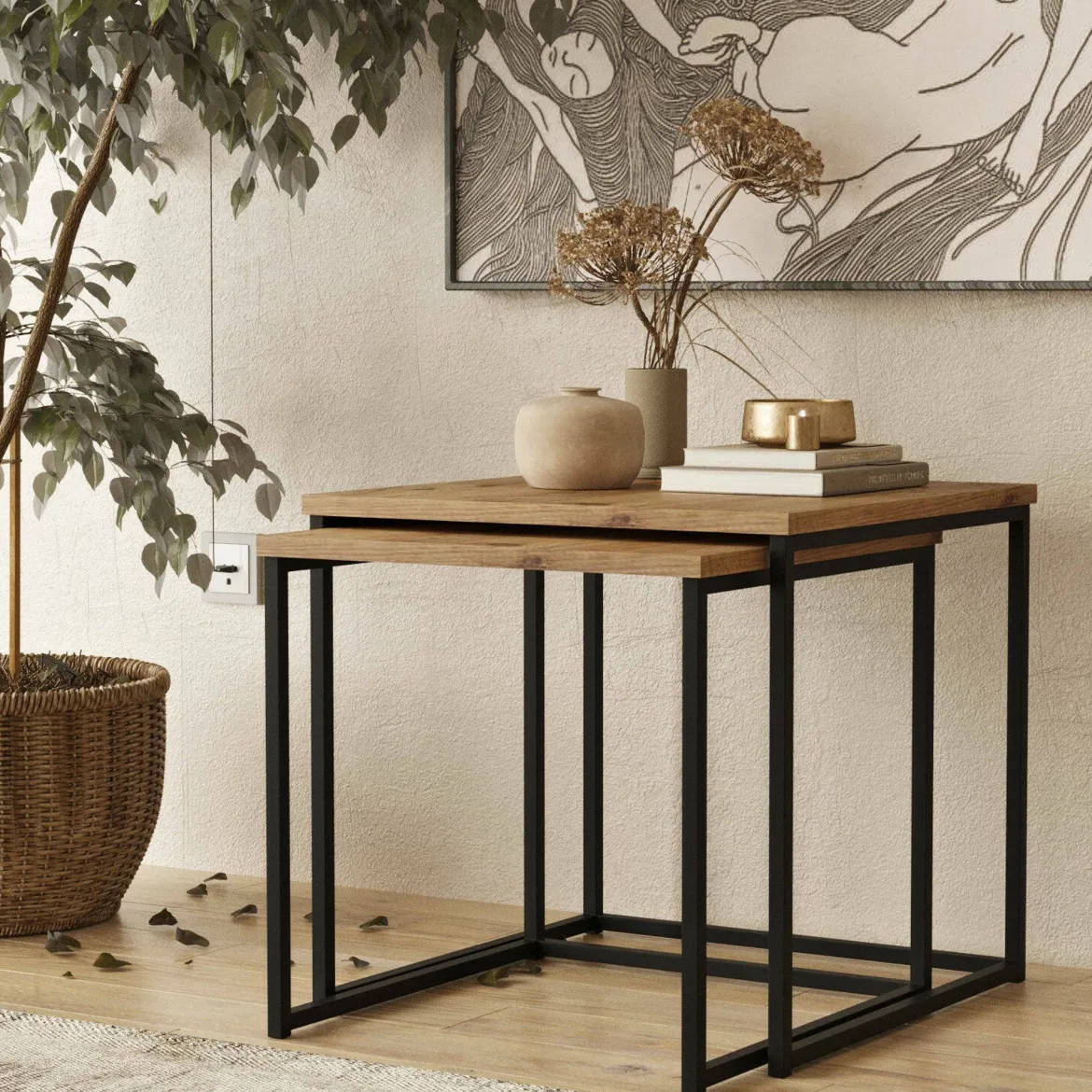 Tavolino salotto quadrato quercia 50x50x48h cm - Magliano