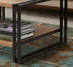Tavolino salotto quadrato quercia e nero 70x70x40h cm con ante reversibili - Gioacchina