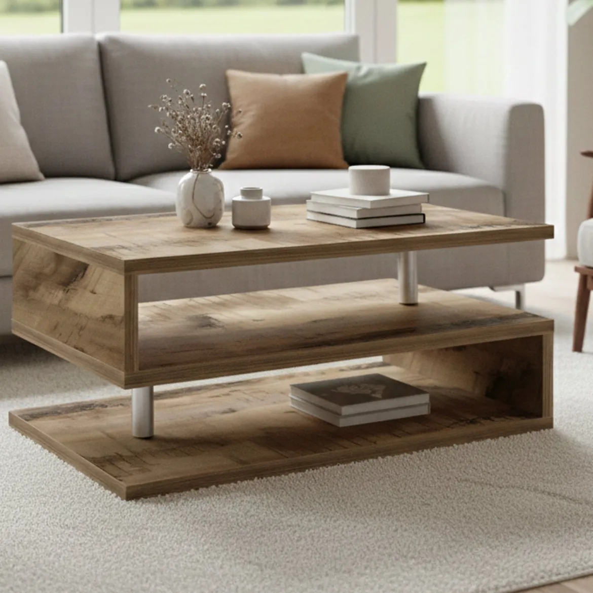 Tavolino salotto rettangolare acero 90x55x41h cm - Natalia