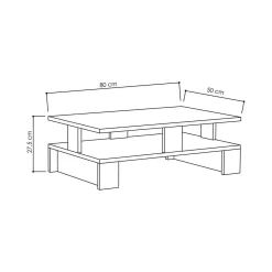 Tavolino salotto rettangolare antracite 80x50x27h cm - Telescopio