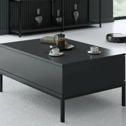 Tavolino salotto rettangolare antracite e nero 90x60x40h cm - Vespero