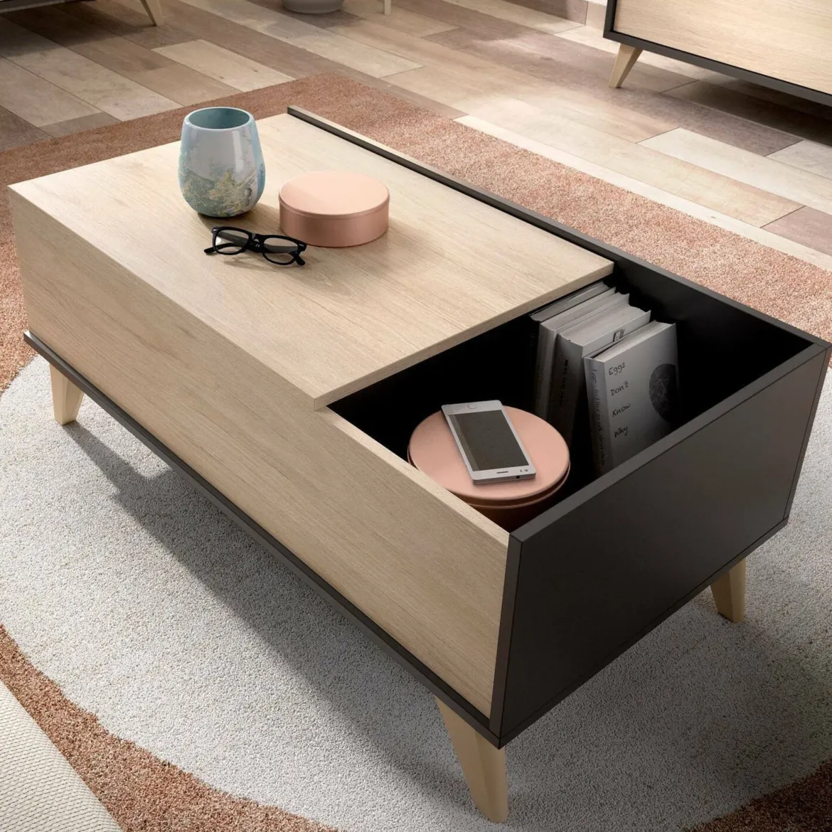 Tavolino salotto rettangolare ardesia 100x55x42h cm - Iside