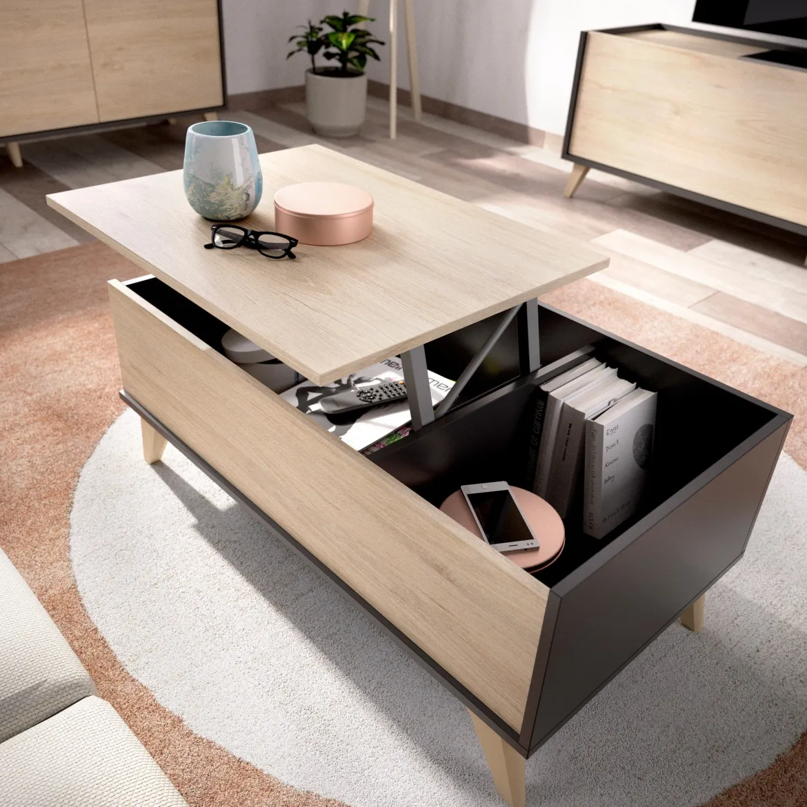 Tavolino salotto rettangolare ardesia 100x55x42h cm - Iside