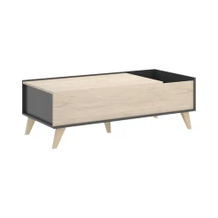 Tavolino salotto rettangolare antracite e rovere 99x60x41h cm con scaffale - Alexius