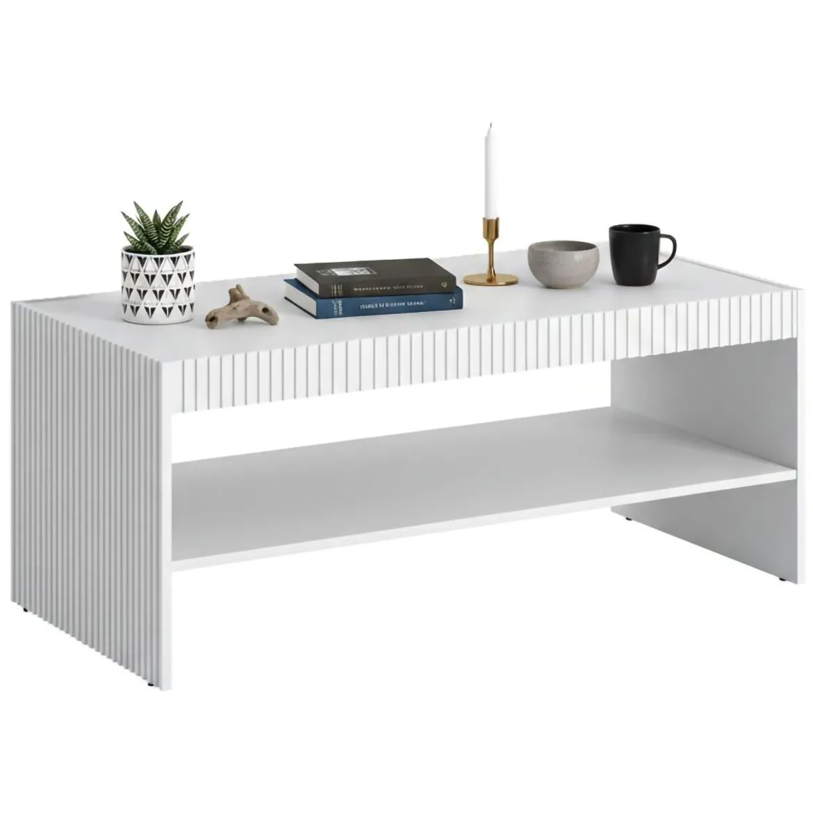 Tavolino salotto rettangolare bianco 30x40x57h cm - Orione