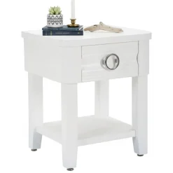 Tavolino salotto rettangolare bianco 45x40x54h cm con 1 cassetto - Guru